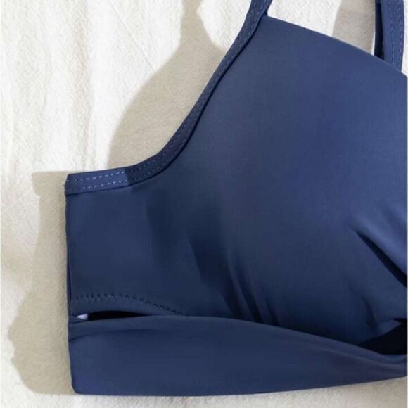 NWT Swim Leaf Print Push Up Bikini Swimsuit blue white‎ size small - Picture 3 of 7